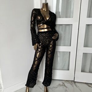 Fashion Nova Black Sheer Jumpsuit